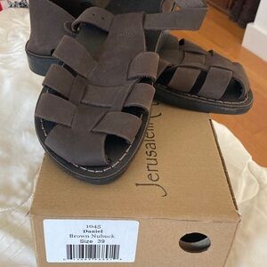 Brown Nubuck Fisherman Sandals